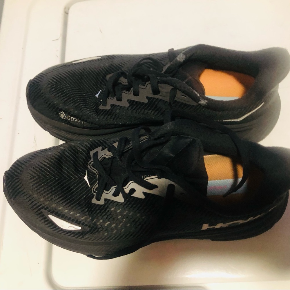 Hoka Black Athletic Running Shoes with Silver Logo - Picture 2 of 6